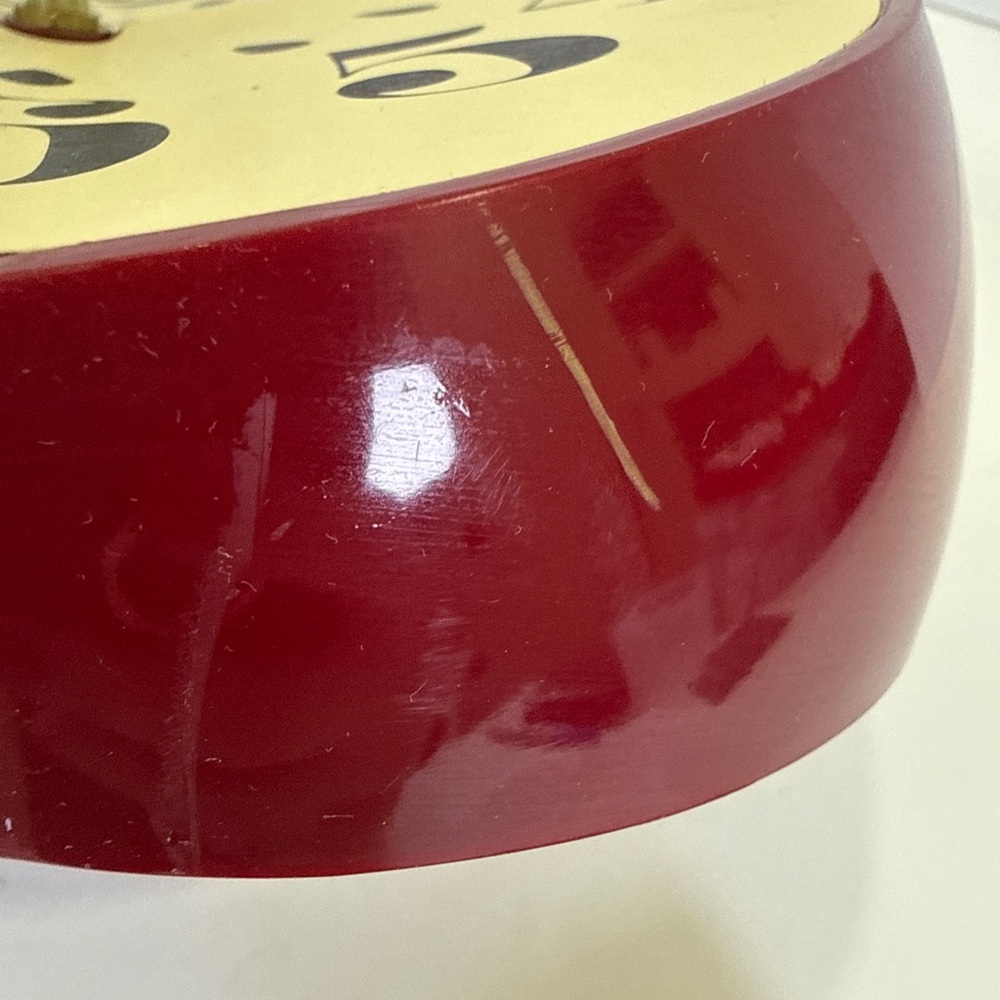 1970s Ingraham Red Plastic Apple Wall Clock Cottage Core granny Core WORKING! - Picture 12 of 12